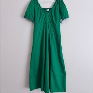 Elegant Green Cotton Maxi Dress